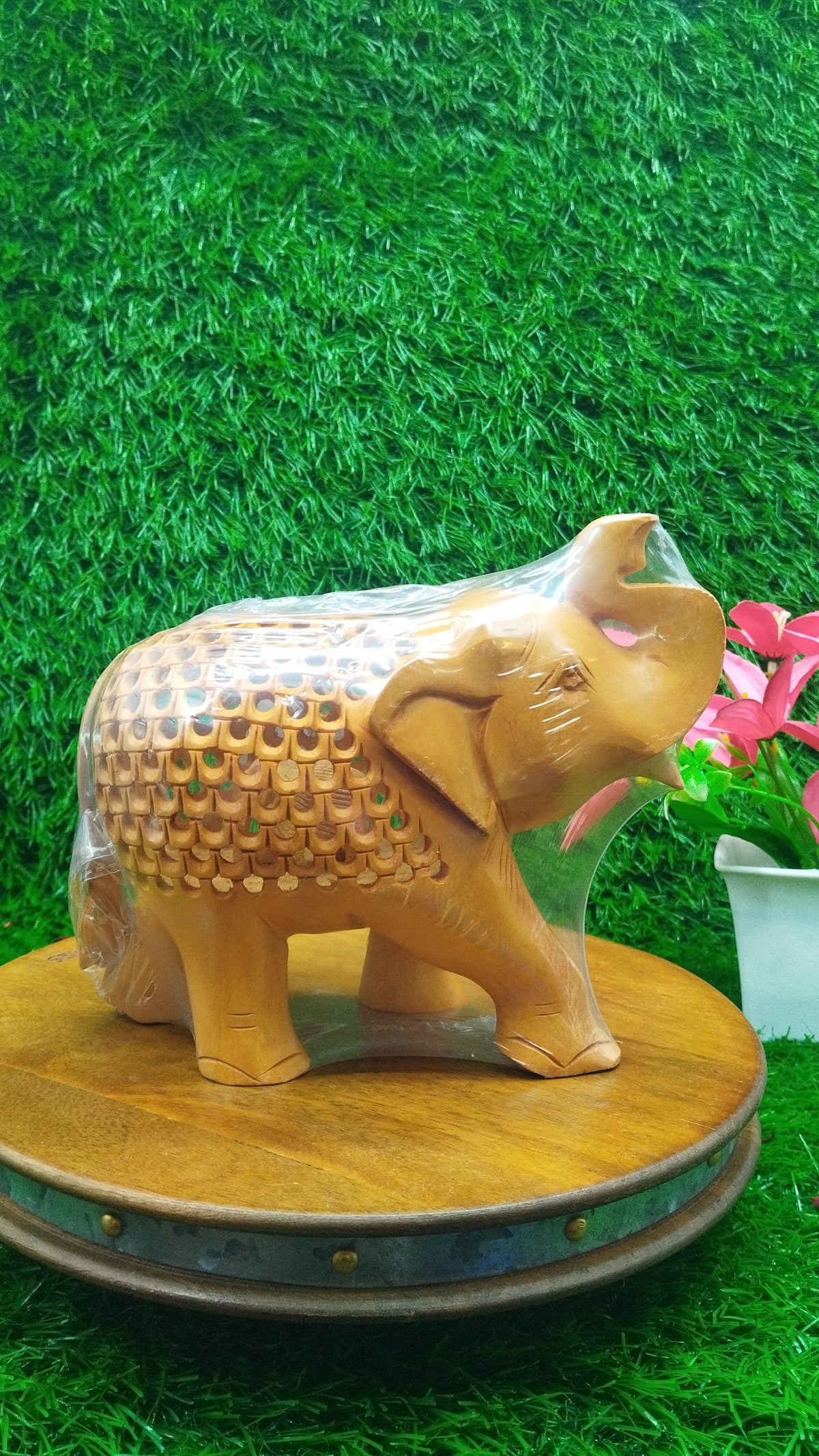 Wood Jali Elephant 6"