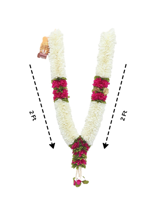 Artificial Jasmine Rose Wedding Garland White & Pink Design 4ft