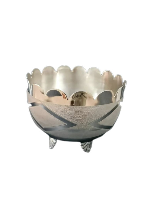 German silver prasadam bowl nakshi with leg lessar