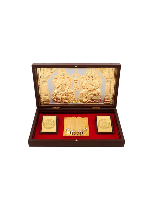 POOJA BOX WITH PATRA BIG (Lakshmi + Ganesh)