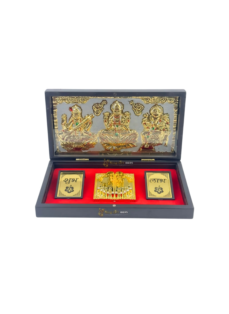 POOJA BOX WITH PATRA BIG (Lakshmi + Ganesh + Saraswathi)