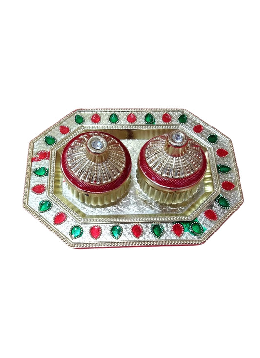 Decorative Pooja Kumkum & Chandan Holder Set