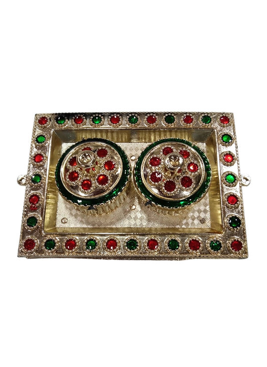 Decorative Kumkum Chandan Box with Rectangular