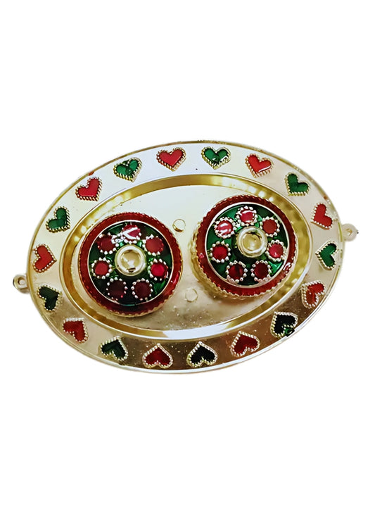 Decorative Kumkum Chandan Box – Oval Design