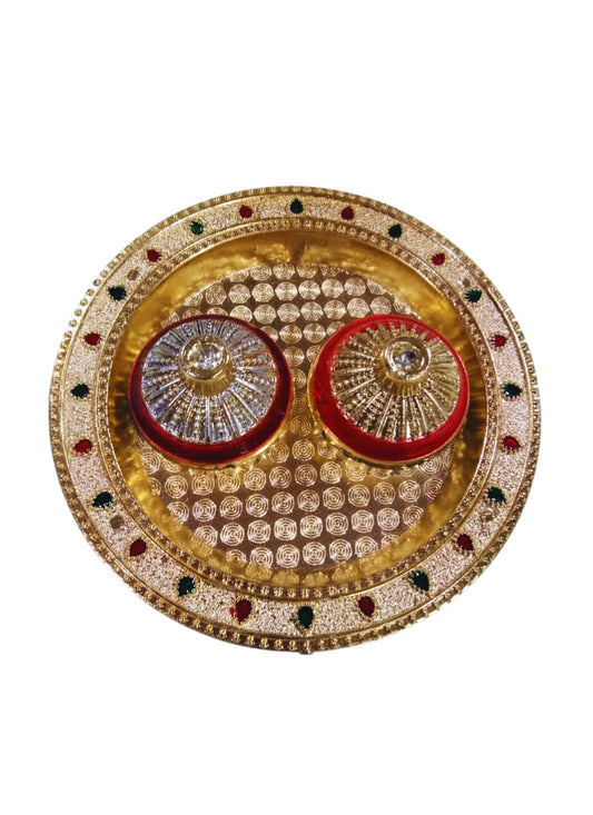 Decorative Kumkum Chandan Box – Round Design