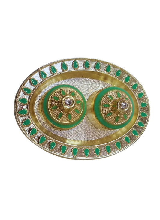 Decorative Kumkum & Chandan Holder with Plate