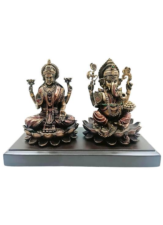 Copper Finish Laxmi Ganeash on Base (YJZ)