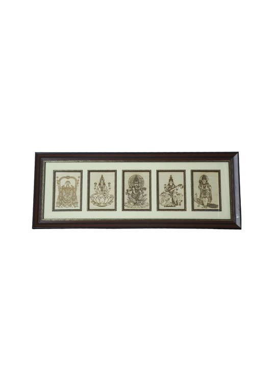 Wooden 5 God photo frame 28*10