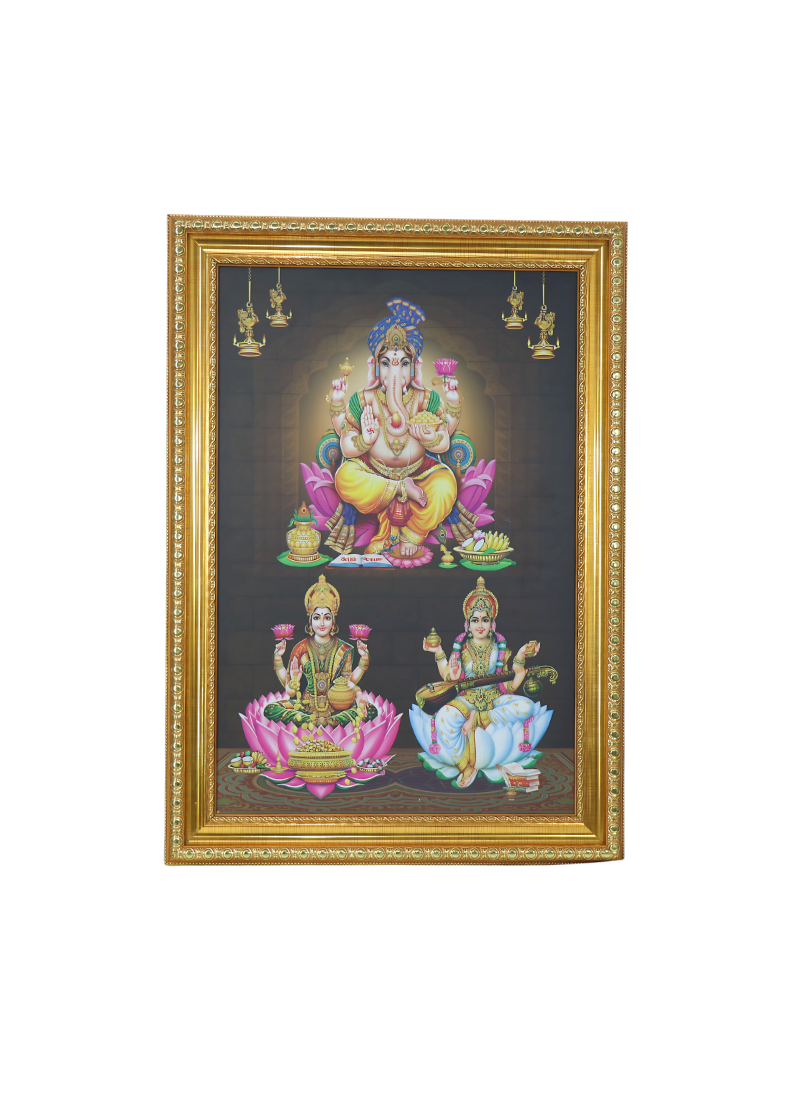 Ganesh Lakshmi Saraswati photo frame big 20*16