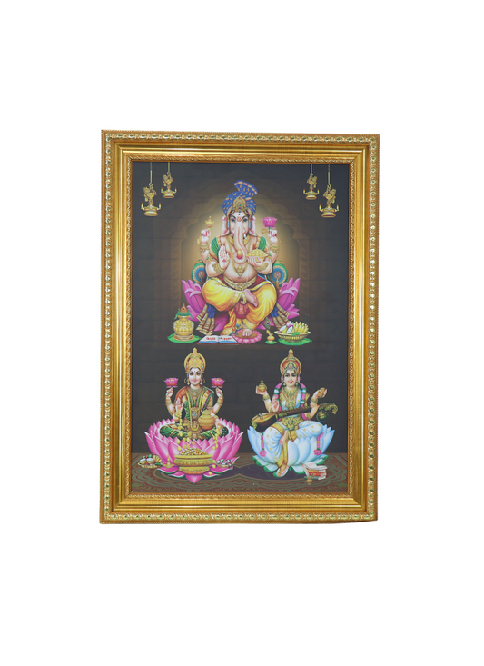 Ganesh Lakshmi Saraswati photo frame big 20*16