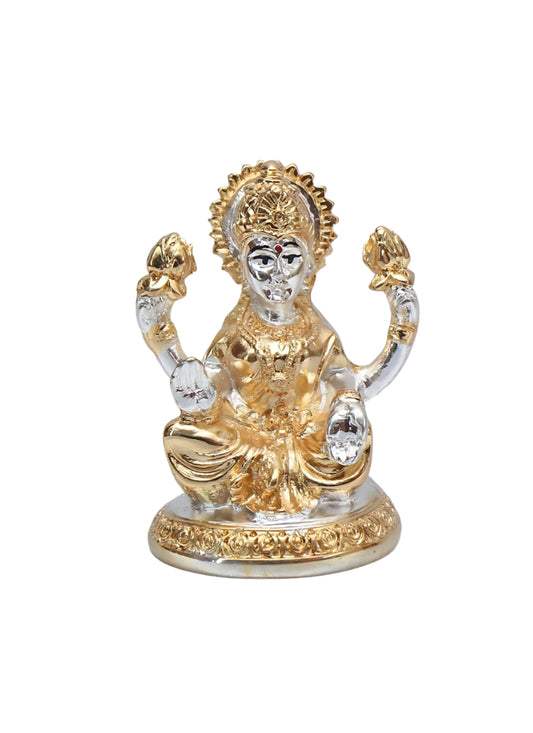 Gold Coated & Silver Plated Goddess Lakshmi Idol