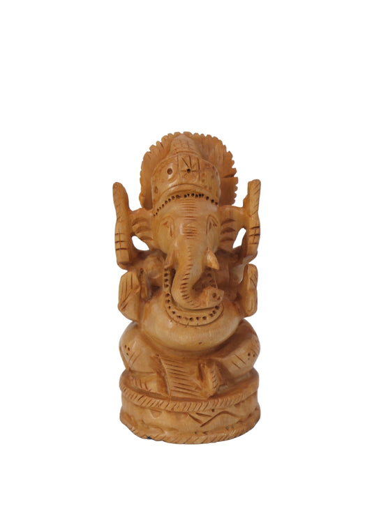 Wood Ganesh 4"