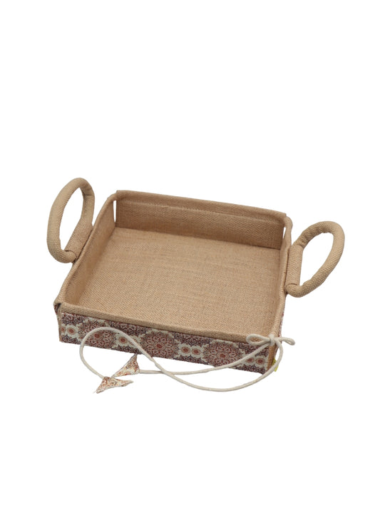 Printed Jute Utility Tray Basket