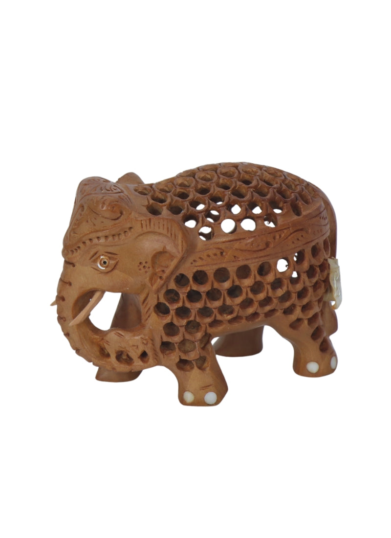 Wood Jali Lukay Elephant 4"