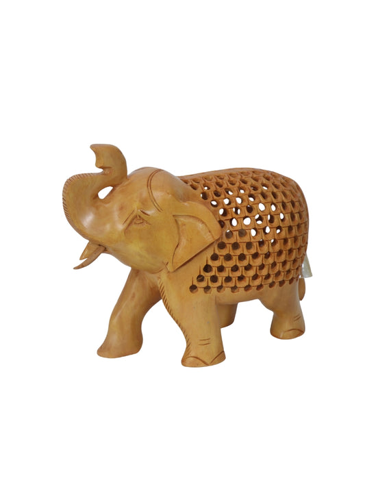 Wood Jali Elephant 5"