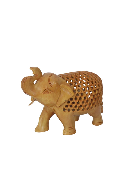 Wood Jali Elephant 4"