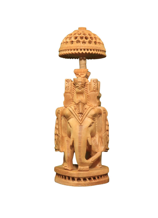 Hand-Carved Wooden Pregnant Elephant 8"