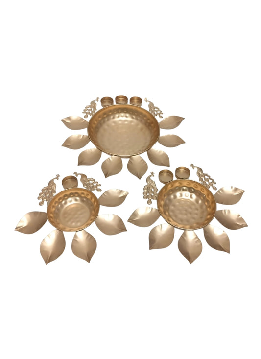 Metal peacock urli set big
