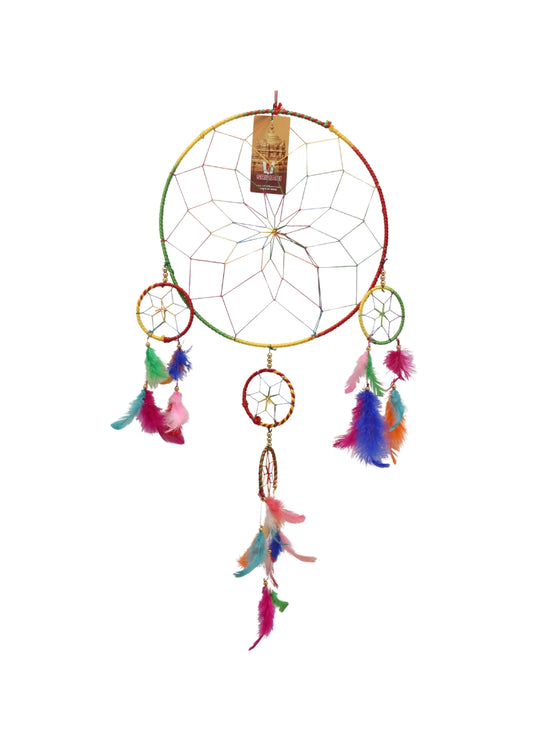 Rainbow Dreamcatcher with Feathers