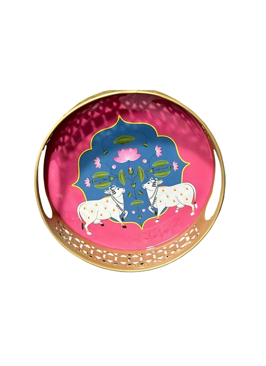 Pink Pichwai Tray