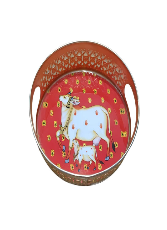 Red Pichwai Tray