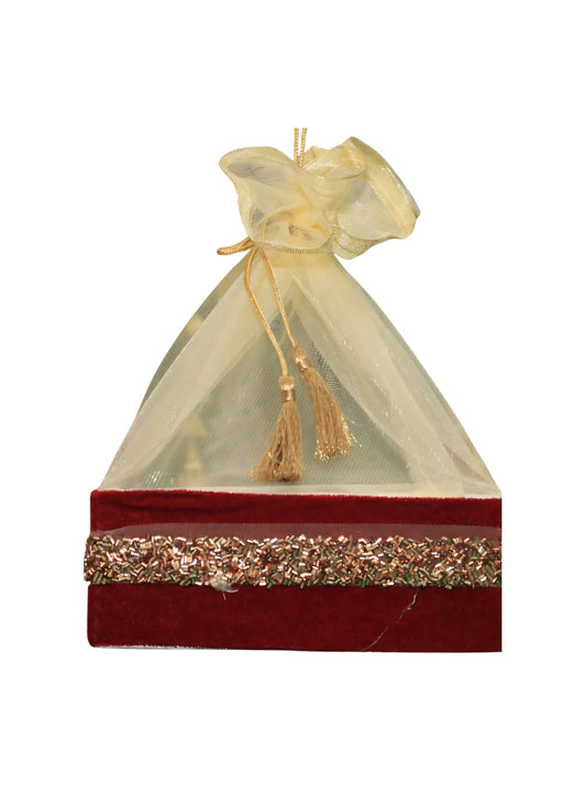 Square Red Potli (Net Basket) 8x8