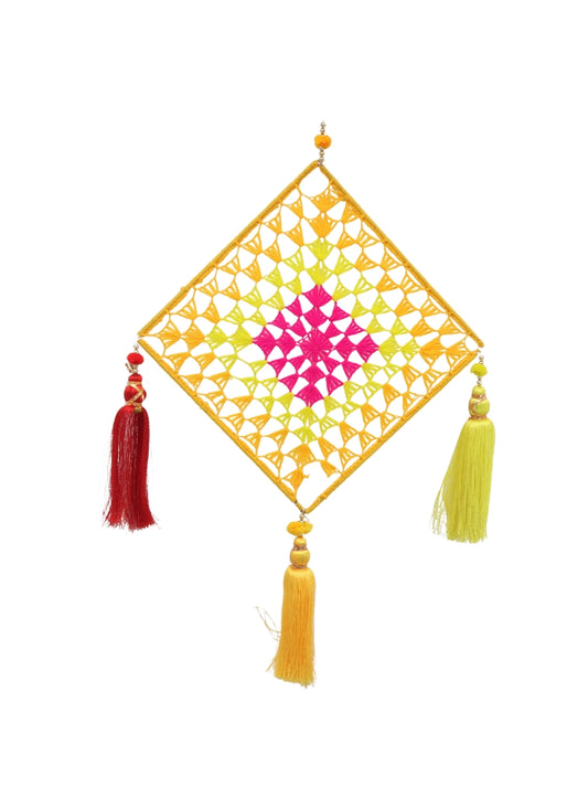 Handcrafted Diamond-Shaped Wall Hanging