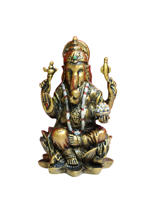Brass Finish Resin Ganesh Statue (USZ)