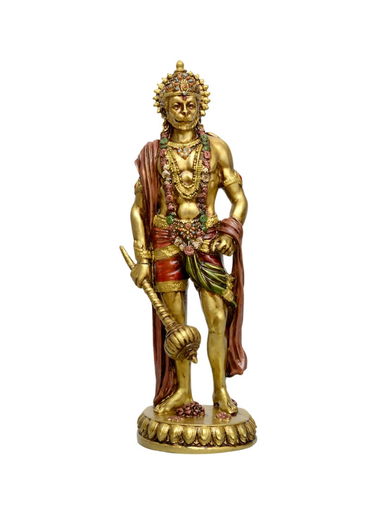 Brass Finish Resin Standing Hanuman (WUZ)