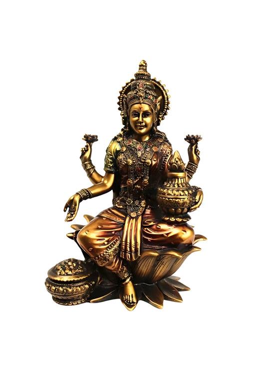 Brass Finish Resin Sitting Laxmi Statue (WJZ)