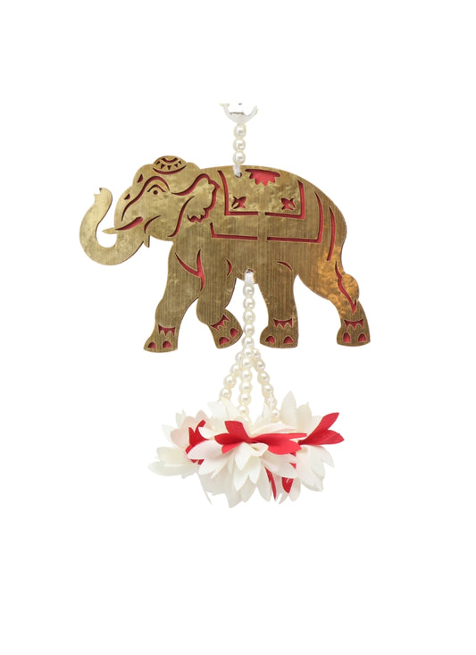 Elephant Design Decorative Hanging with Floral Tassels