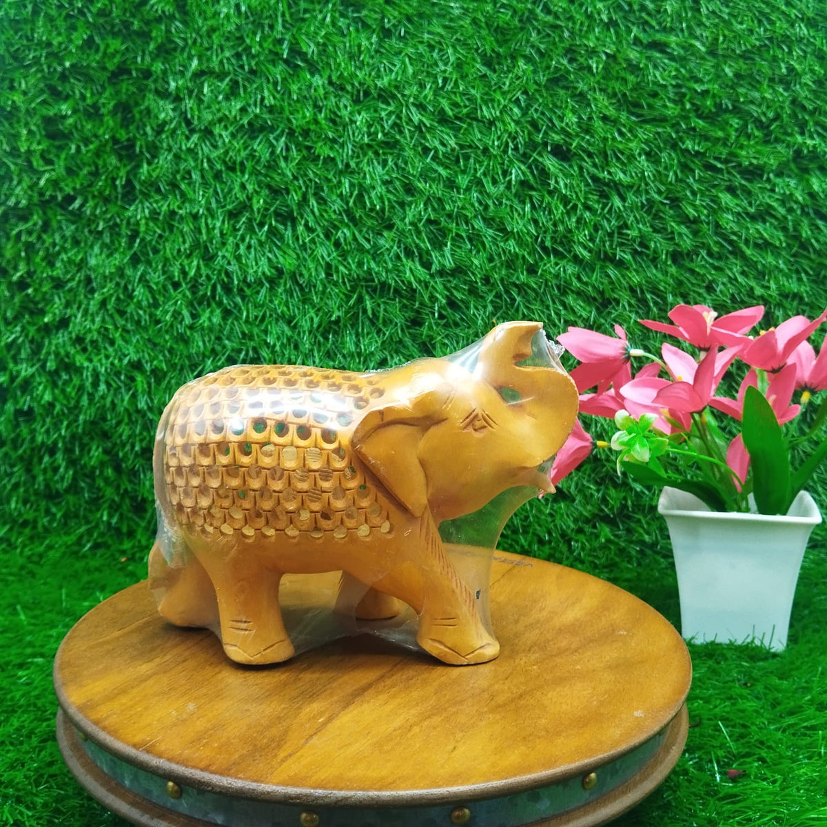 Wood Jali Elephant 5"