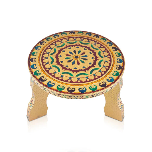 WOOD PAINTING ROUND CHOWKI 12*12