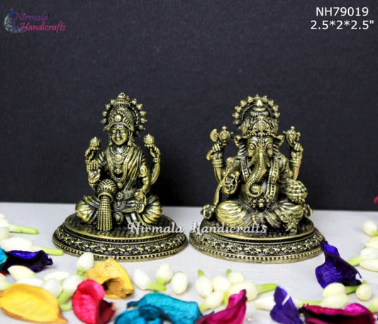 BRASS LAXMI GANESH ON PAWTI PAIR (XJJ) 2.5*2*2.5"