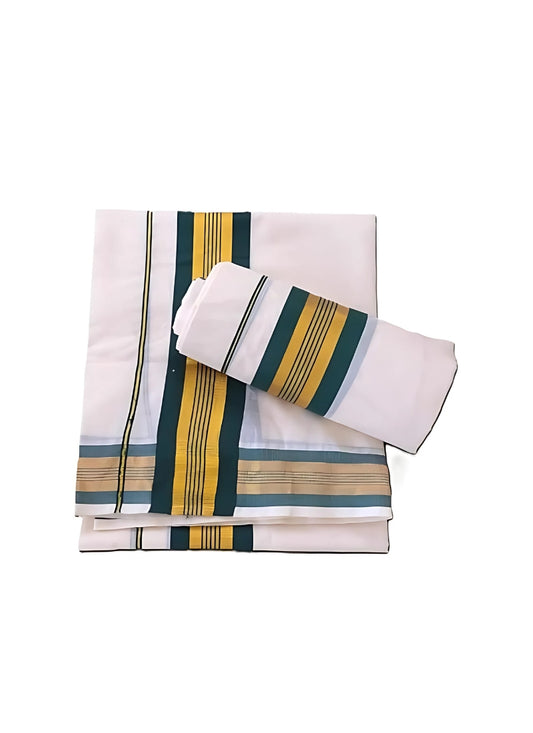 Dhoti 10x6 Green with Golden Border