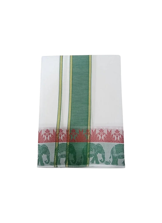 Dhoti 10x6 Elephant Design with Green Color