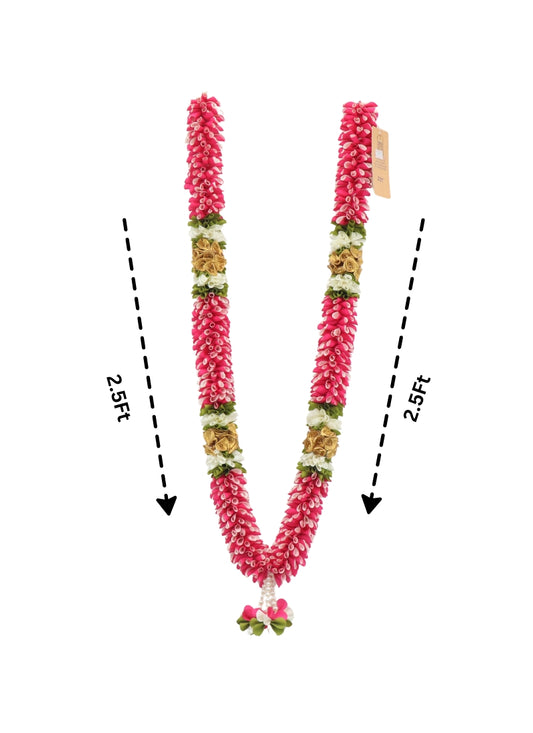 Artificial Garland Pink & Golden Flower Design 5ft