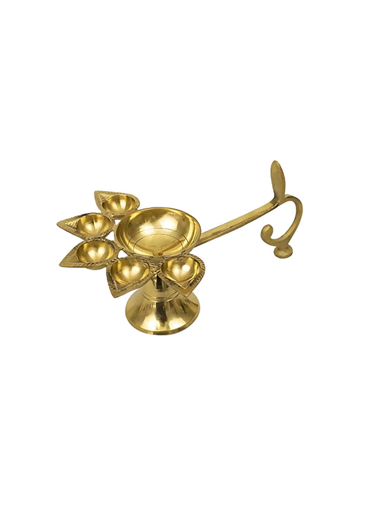 Brass 5-Wick Aarti Diya 7 Length