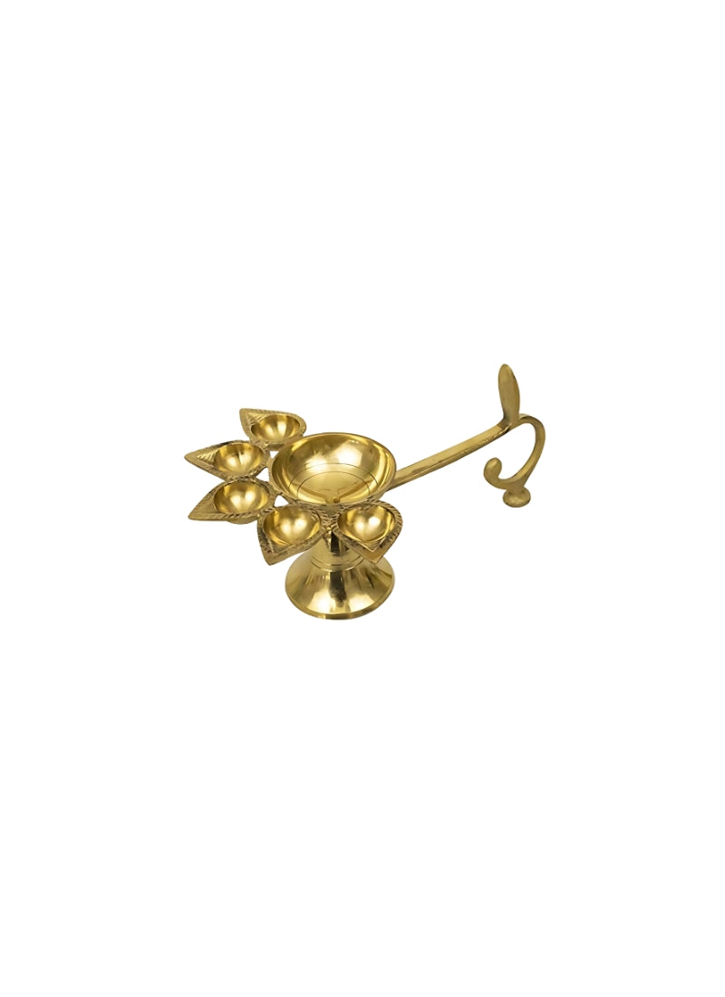 Brass 5-Wick Aarti Diya