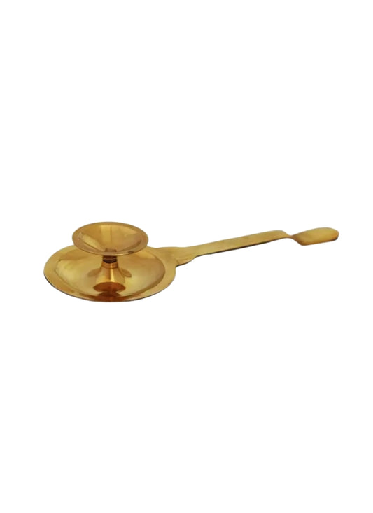 Brass Aarti Spoon with Plate Base