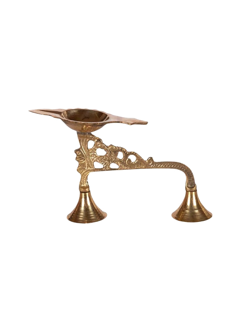 Brass Double Stand Diya with Arch Handle