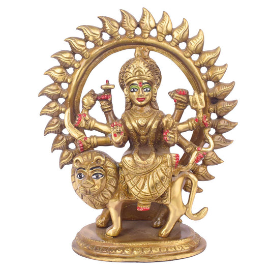 BRASS DURGA WITH BASE ROUND (SSAZ) 3.5*3*5"