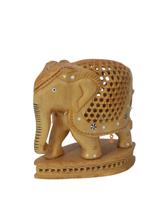 Wood Stand Jali Elephant 5"