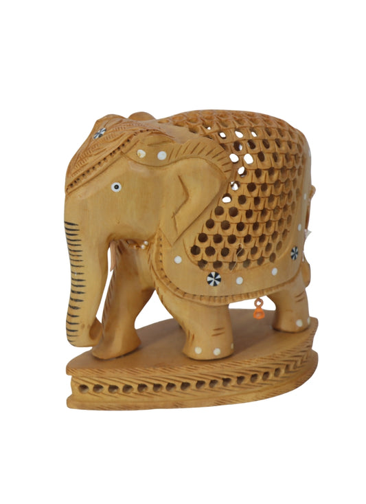 Wood Stand Jali Elephant 6"