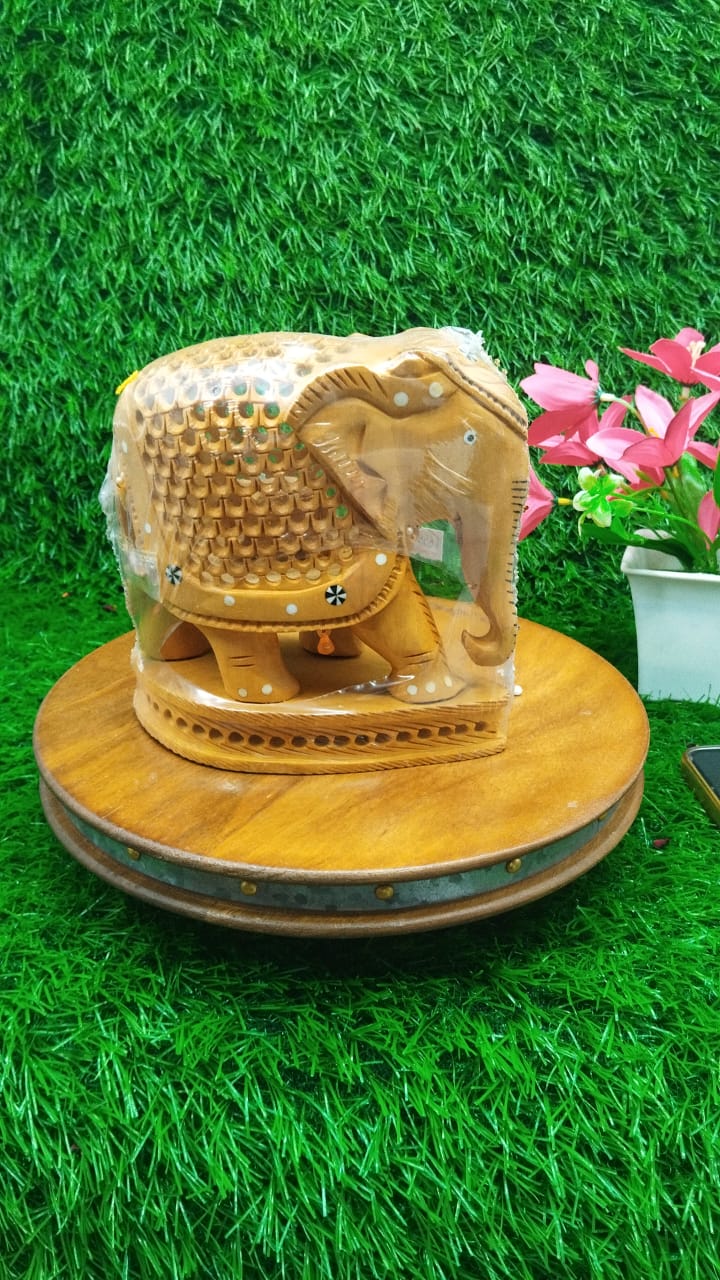 Wood Stand Jali Elephant 5"