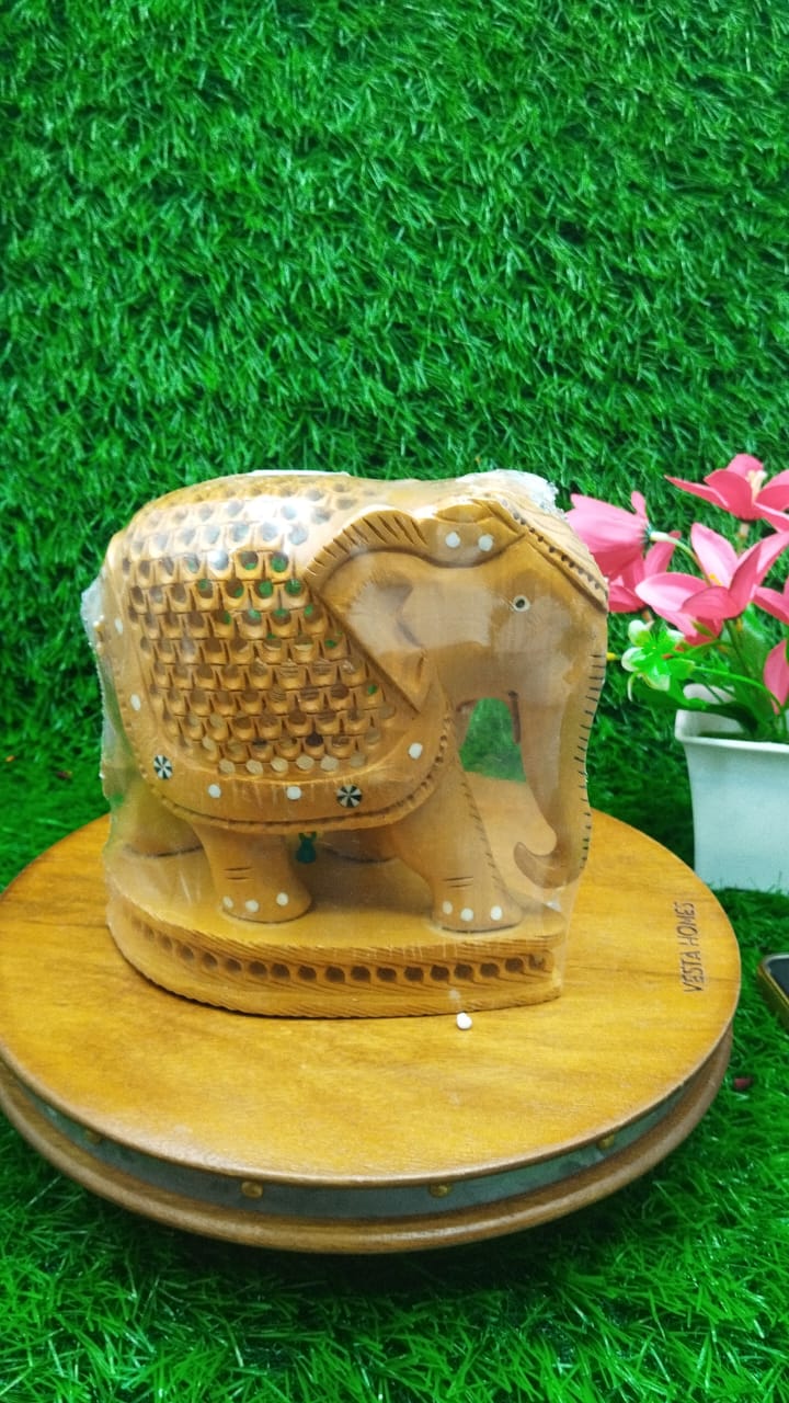 Wood Stand Jali Elephant 6"