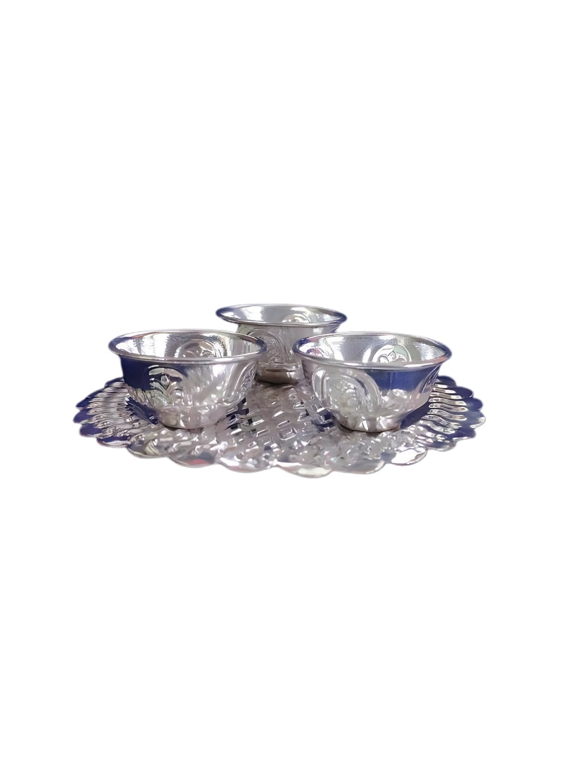 German silver WM KARUNA PLATE 3CUP (85GM)