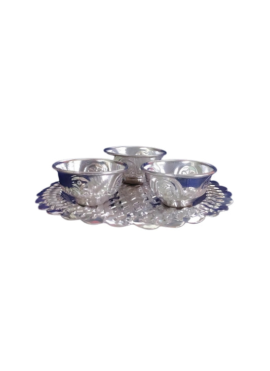 German silver WM KARUNA PLATE 3CUP (85GM)