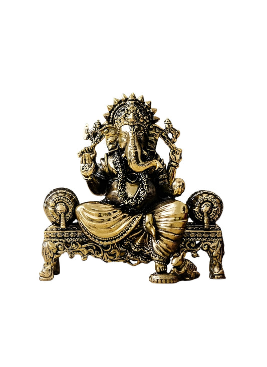 Brass Ganesh Sitting Singhasan 4*2*4"