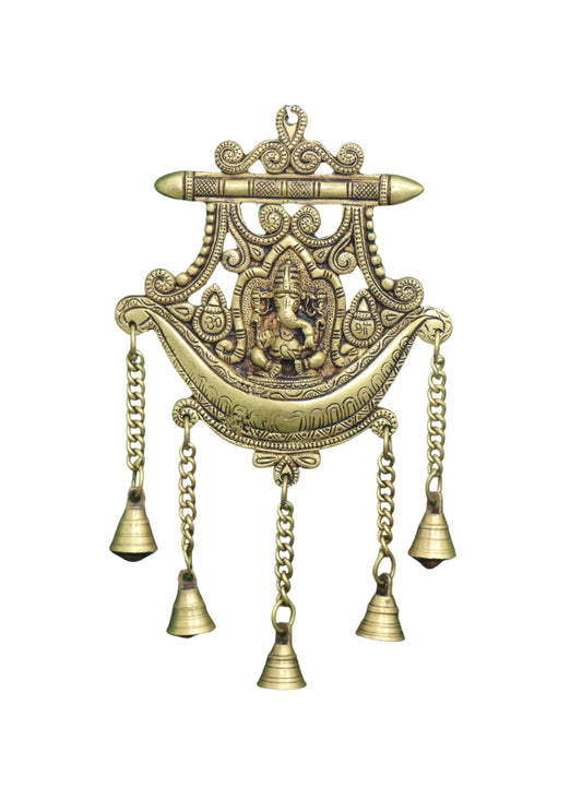 Brass Ganesha Wall Hanging with Bells